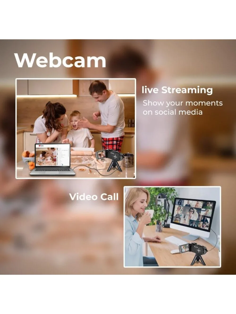 2.7K Video Camera with 48MP, Flip Screen, 18X Zoom, Anti-Shake, 32GB Card